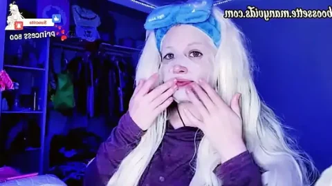 my soft blue bow headband skincare blonde cute ahegao mask fetish 1733497797